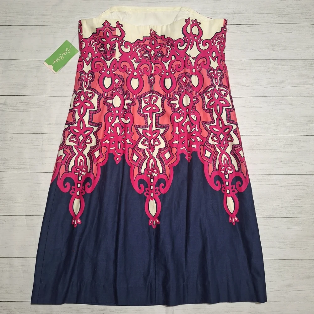 NEW Lilly Pulitzer Bowen Chorus Girl Strapless Dress Fully Lined 100% Cotton 8 - Picture 3 of 6